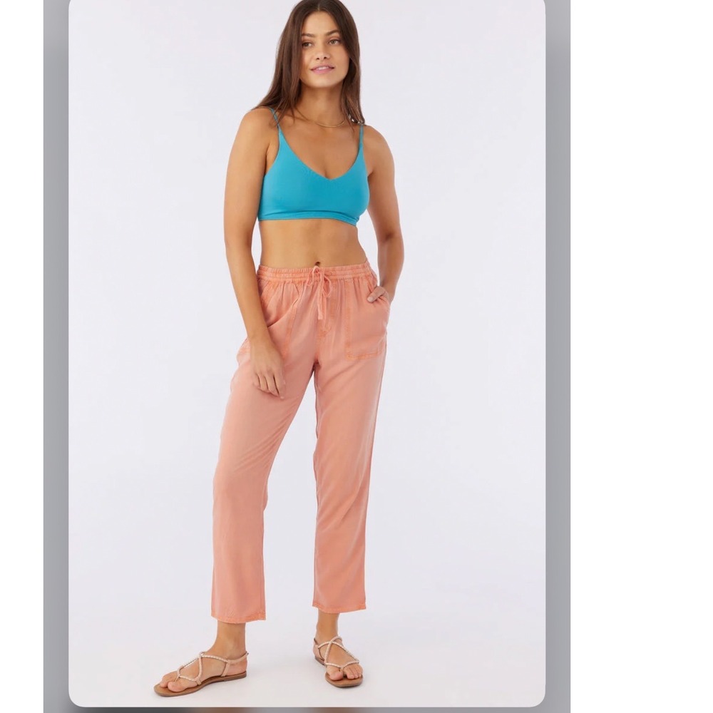 ONeill Womens Coral Orange Viscose‎ Beach Pants Drawstring Elastic Waist Size M